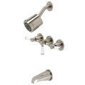 Kingston Brass Tub and Shower Faucet, Brushed Nickel, Wall Mount KBX8138DPL